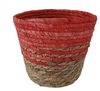 Seagrass basket natural fuchsia D20 H17cm