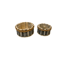 Set/2 houten planter Wall rond grijs met touw D23/18 H10/9cm