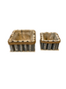 Set/2 houten planter Wall vierkant grijs met touw 22x22x10cm/16x16x9cm