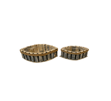 Set/2 houten planter Wall bootvorm grijs met touw 35x18x10cm/28x13x9cm