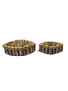 Set/2 houten planter Wall bootvorm grijs met touw 35x18x10cm/28x13x9cm