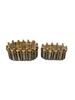 Set/2 houten planter Castle ovaal grijs met touw 28x17x12cm/22x10x11cm 