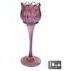 Theelichthouder "Tulip" L luster paars glas 7x7x22cm