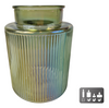 Vase/candle holder "Niamh" S, green glass, 13x13x17cm