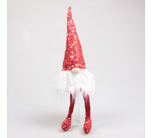 KERSTKABOUTER MET PAILLETJES BUNGELBEENTJES 16X12X56 CM ROOD
