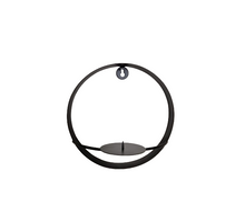 Muurhanger D20x13cm met kaarsplateau (7,5cm) metaal zwart