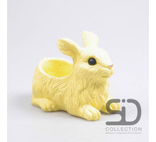 KONIJN MET PLANTER CEMENT 21X13.5X16 CM GEEL