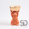 HARE WITH BOWL CEMENT 15X12.5X23 CM BRICK RED