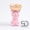 RABBIT WITH CEMENT BOWL 11X9.5X18 CM ROSE