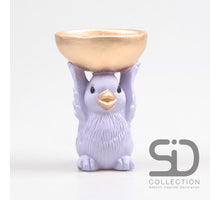 VOGEL MET SCHAAL CEMENT 14X9.5X14 CM LILA