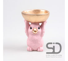 VOGEL MET SCHAAL CEMENT 14X9.5X14 CM ROSE