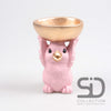 VOGEL MET SCHAAL CEMENT 14X9.5X14 CM ROSE