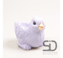 VOGEL MET PLANTER CEMENT 15X10X12 CM LILA