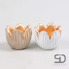 TULP WAXINELICHTHOUDER  8.5X6.5 CM CAMEL-WIT CEMENT