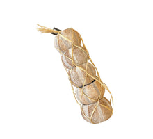 Coco nut half in raffia net white-washed 5pcs