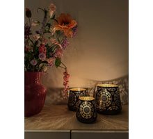 S/3 Lanterns black/gold metal D21/16/12 H22/16/12cm