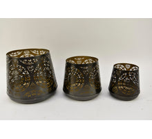 S/3 Lantaarns zwart/goud metaal D21/16/12 H22/16/12cm