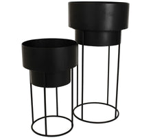 Planter Metal Black 38x38x75.5cm S/2