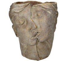 Planter Half Face Concrete Gold 19.5x16.5x22cm