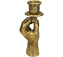 Candle Stick Hand Polyresin Gold 8.5x7.5x20cm