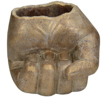 Planter Hand Concrete Gold 14.5x14x13cm