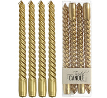 Candle Twisted Wax Gold 7.8x2.5x26cm BOX/4