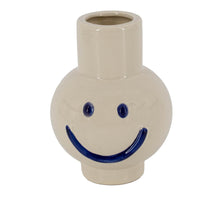 Aardewerk vaas smiley blauw 15,5x15x20cm