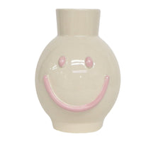 Aardewerk vaas smiley roze 15,5x15x20cm