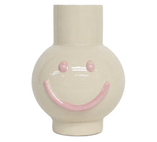 Aardewerk vaas smiley roze 13x12,5x17cm