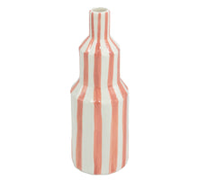 Aardewerk vaas stripe peach 10x10x29,5cm
