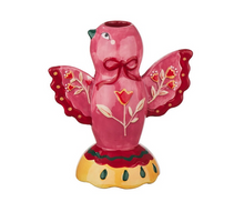 Aardewerk kaarsenstandaard emberbeak roze 14x8,5x16cm