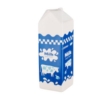 Aardewerk vaas milk carton blauw 7,6x7,6x23cm