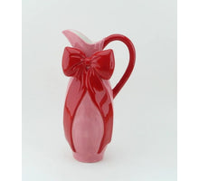 Earthenware jug bow pink/red 15.8x10.8x28cm