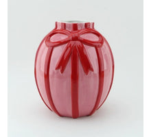 Aardewerk vaas strik roze/rood 17x17x18,5cm