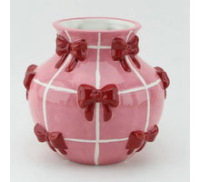 Earthenware vase bows 14,6x14,6x13,2cm