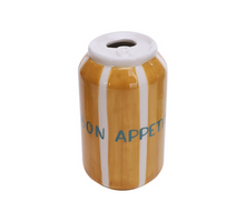 Aardewerk vaas blikje bon appetit oranje 6,8x6,8x11,6cm