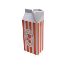 Aardewerk vaas pak orange juice oranje 10,6x7,2x22,8cm