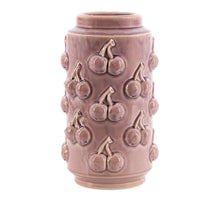 Aardewerk vaas cherries paars 16x16x27,5cm