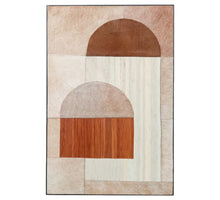 Schilderij ovaal abstract leer 52x77x2cm