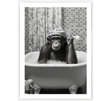 Schilderij aap in bad 45x60x2,2cm
