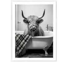 Schilderij schotse hooglander in bad 45x60x2,2cm