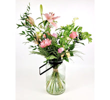 Glass vase/Wind light 'Juul' D15.7 H25.5/38cm + metal handle