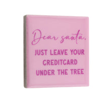 Magneettegeltje 5x5cm dear santa creditcard