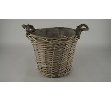 Grey reed ear pot with jute ears 28cm