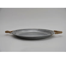 Zinkplateau rond met jute oren D30 H2,5cm