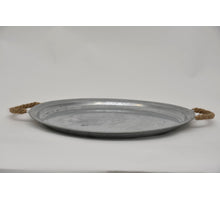Zinkplateau rond met jute oren D45 H2,5cm