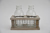 Tray hout/gaas met 2 flessen grey wash 14,5x8x11cm