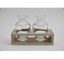 Houten tray grijs met 2 flesjes