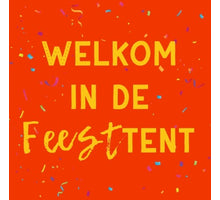Welcome sign at the party tent