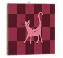 Tile pink cat 10.5x10.5x0.5cm